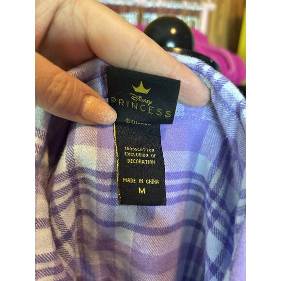 Disney Our Universe Pocahontas Women's Cotton Multicolor Plaid Shirt. Sz M - Picture 11 of 12